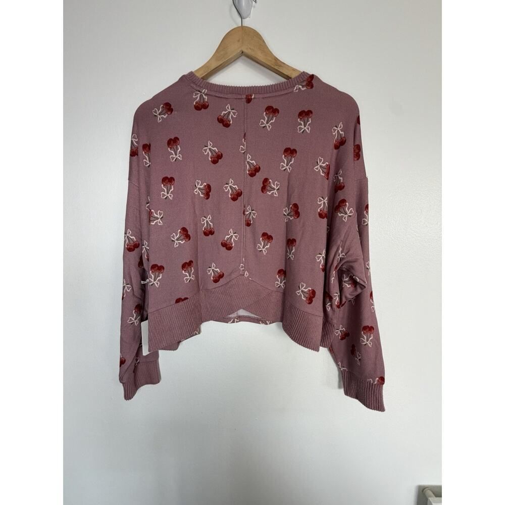 Lucky Brand Women's M Purple/Red Cherry Crew Neck Pullover Sweater - Picture 9 of 9